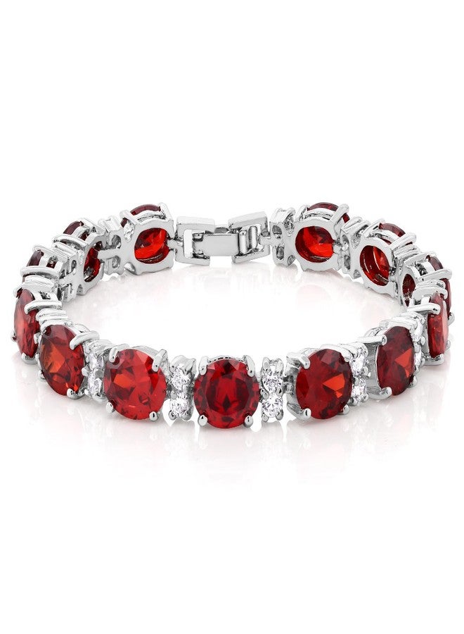 Gem Stone King 40.00 Cttw Red Color Cubic Zirconias CZ Tennis Bracelet For Women | 7 Inch - Image 1